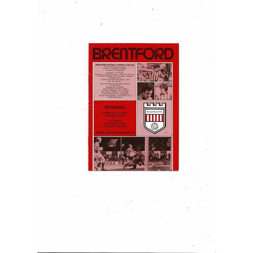 1977/78 Brentford v Reading Football Programme
