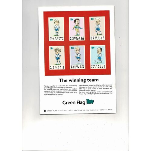 1997 England v Cameroon Football Programme