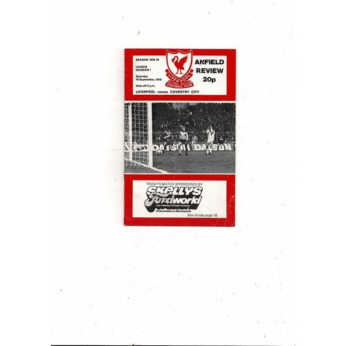 1978/79 Liverpool v Coventry City Football Programme