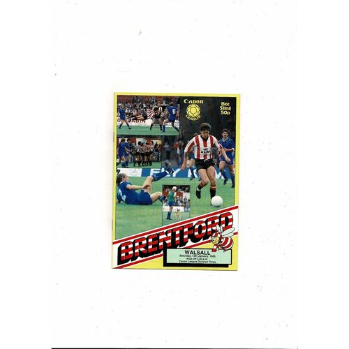 1984/85 Brentford v Walsall Football Programme