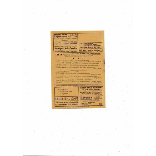 1957/58 Southport v Accrington Stanley Football Programme