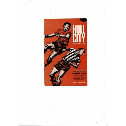 Hull City v Motherwell Friendly Football Programme 1967/68