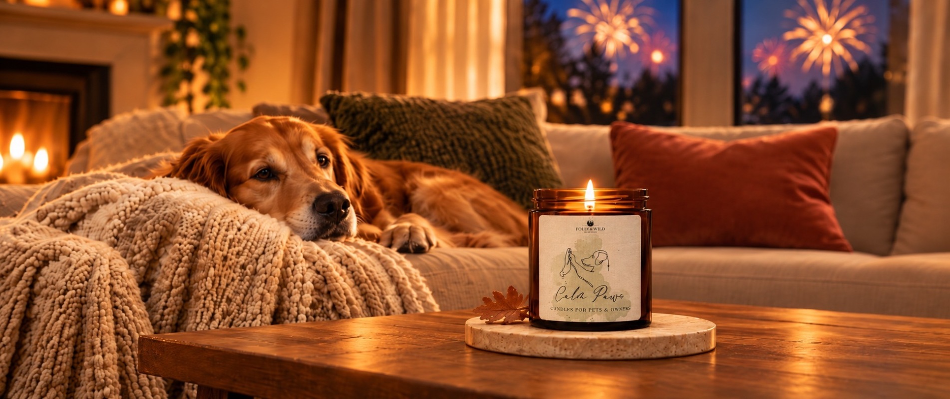 Dog Fireworks Cat calm 