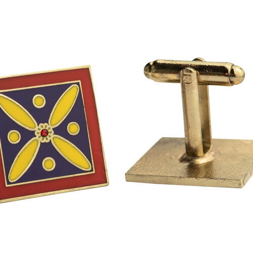 Cufflinks. The Persian Cross. Multi-coloured Cross with 1 Central Red stone. Original Pattern.