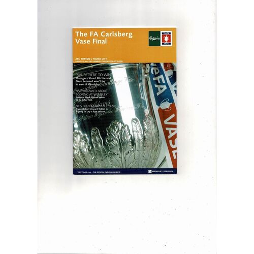 2007 AFC Totton v Truro City FA Vase Final Programme, Ticket, Team sheet etc