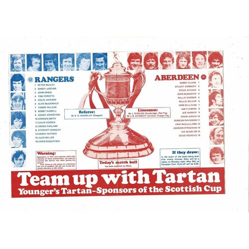 1978 Rangers v Aberdeen Scottish Cup Final Football Programme
