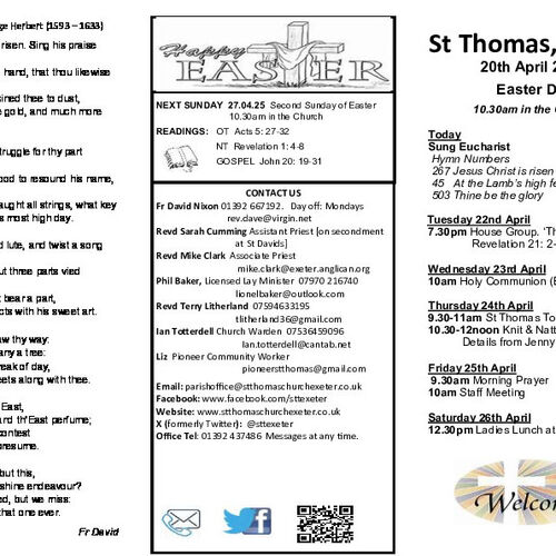 Pew Sheet | The Parish of St Thomas, Exeter