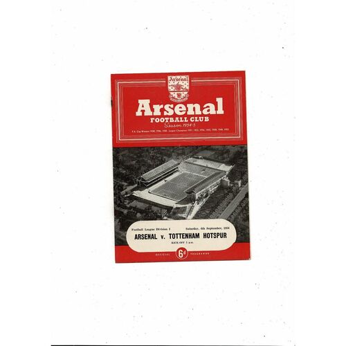 1954/55 Arsenal v Tottenham Hotspur Football Programme