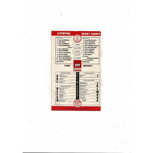 1979/80 Liverpool v Derby County Football Programme