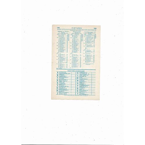 Manchester City v Blackpool Central League Football Programme 1962/63