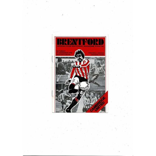 1976/77 Brentford v Cambridge United Football Programme