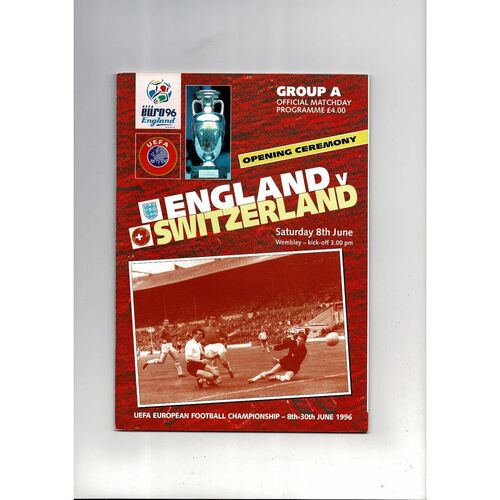 Euro 96 England v Switzerland Football Programme