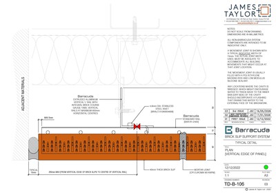 System Drawings | jamesandtaylor limited | Terracotta Tile Facade | Facing Brick System | Facade Metal