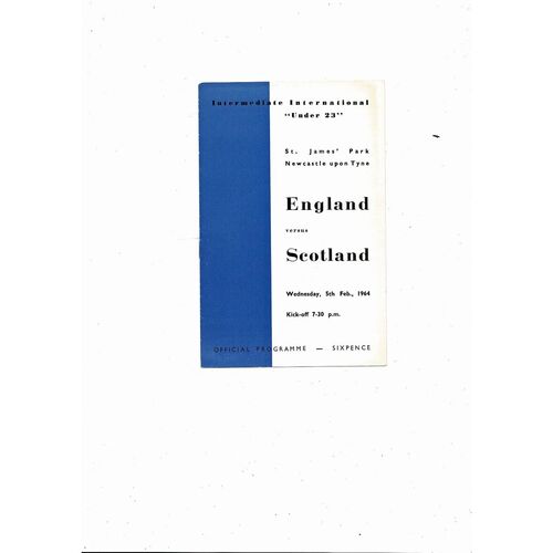 1964 England v Scotland U23 International Football Programme @ Newcastle United