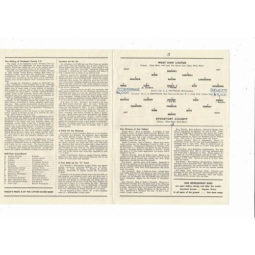 1957/58 West Ham United v Stockport County FA Cup Football Programme