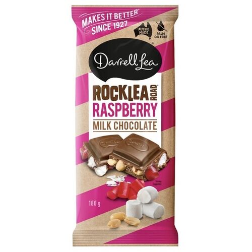 Darrell Lea’s Rocklea Road & Raspberry Milk Chocolate Block 180g