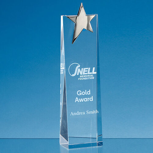 Optical Crystal Rectangle with a Gold Star - 27.5cm