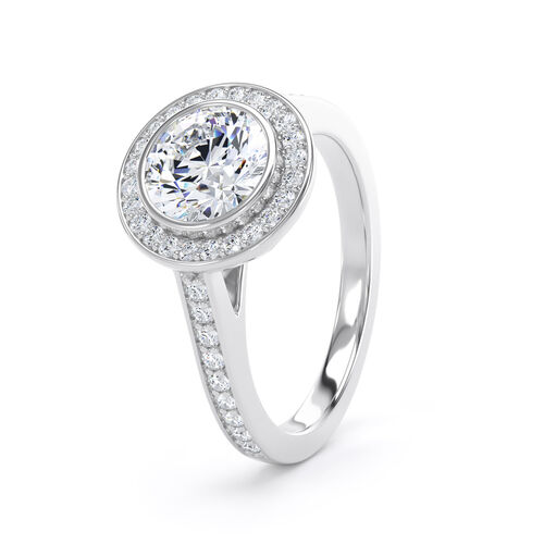 Round brilliant halo with channel borders