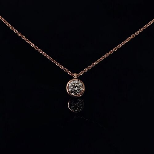 Rubover diamond solitaire necklace in 9ct rose gold