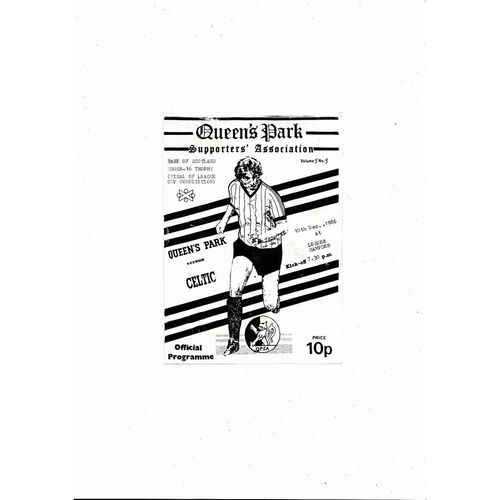 Queens Park v Celtic U16 Trophy Final Football Programme 1986/87