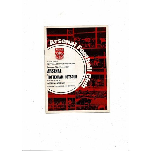 1969/70 Arsenal v Tottenham Hotspur Football Programme
