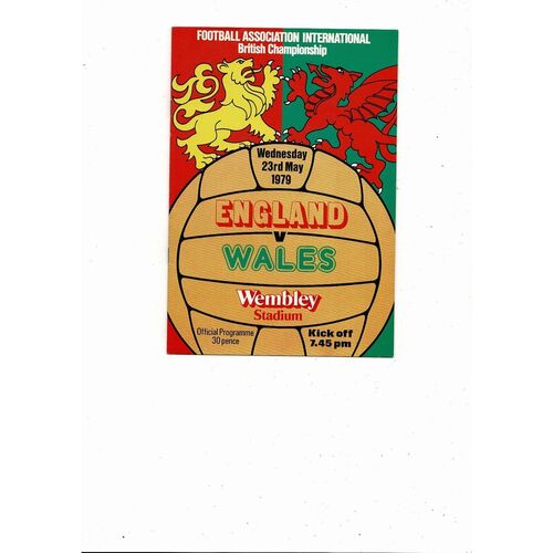 1979 England v Wales Football Programme