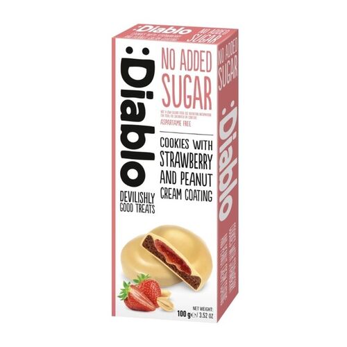 Diablo Diabetic No Added Sugar Strawberry & Peanut Cream Coating 100g