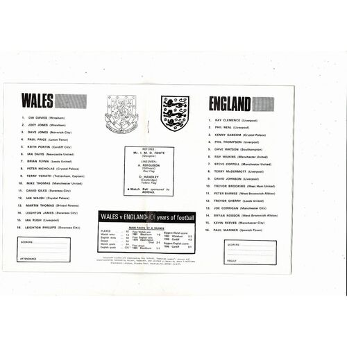 1980 Wales v England Football Programme @ Wrexham