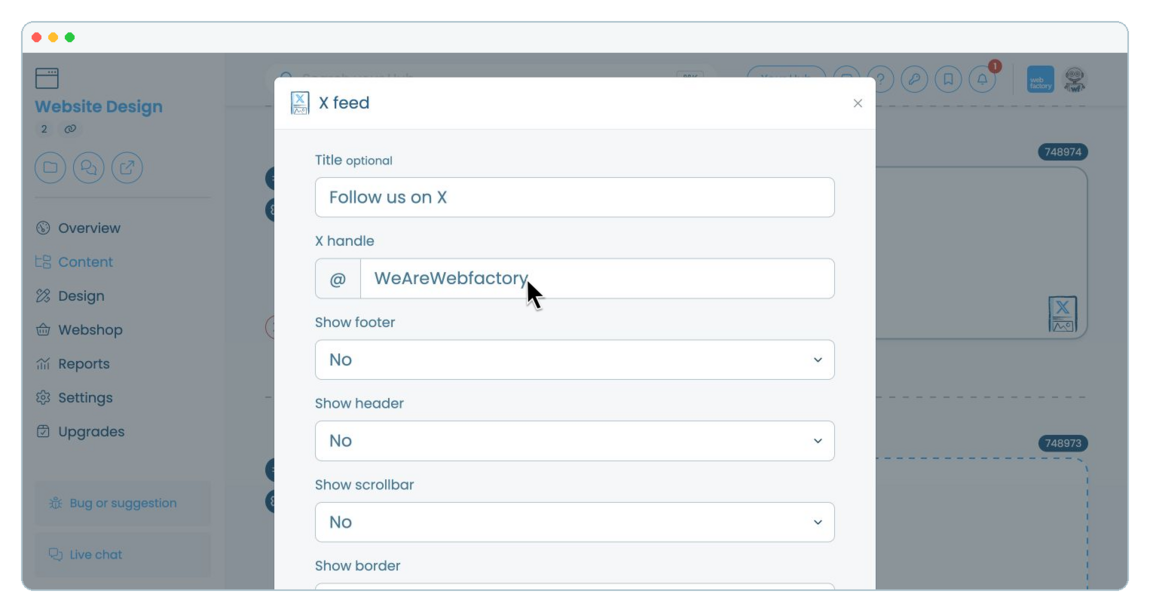 How to add an X Feed to a website page | Webfactory Support | Webfactory