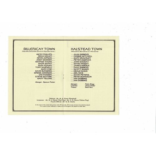 1994/95 Billericay Town v Halstead Town Essex Senior Trophy Final