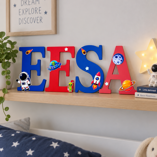 Personalised Space Theme Name Letters – Boys Bedroom Wall Decor