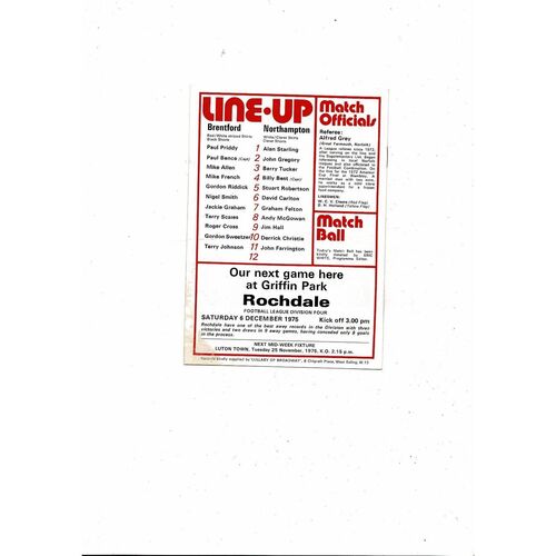 1975/76 Brentford v Northampton Town FA Cup Football Programme