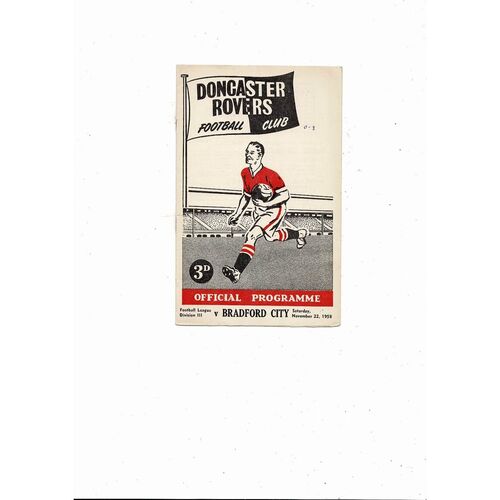 1958/59 Doncaster Rovers v Bradford City Football Programme
