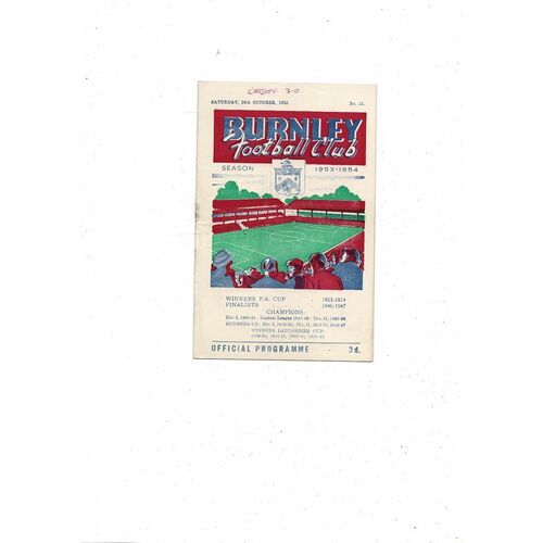 1953/54 Burnley v Cardiff City Football Programme