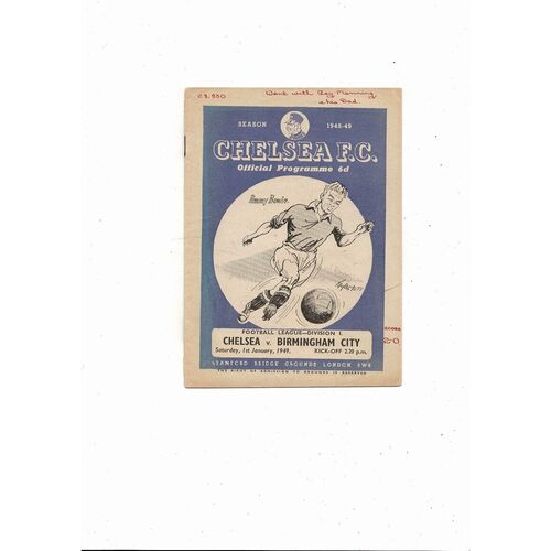 1948/49 Chelsea v Birmingham City Football Programme + Press Cuttings