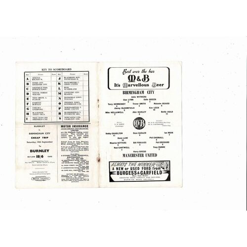 1963/64 Birmingham City v Manchester United Football Programme