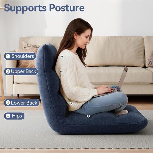 mcc direct Adjustable Floor Chair, Multi-Position Folding Sofa Chair with Back Support, Comfortable Floor Seating for Reading, Gaming, Meditation & Relaxing, Living Room or Bedroom