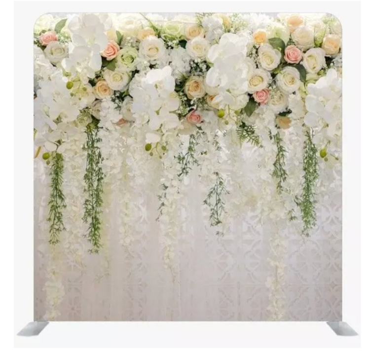 White Floral Pillow Case Photo Booth Backdrop