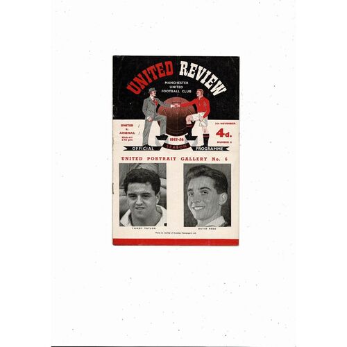 1955/56 Manchester United v Arsenal Football Programme