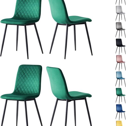 mcc direct Designer Velvet Fabric Dining Chairs Metal Legs Lexi Chairs(Set of 2/Set of 4)