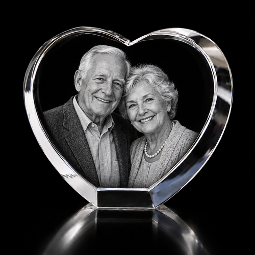 MEGA 3D Crystal Heart Photo Gift – 155 × 140 × 60 mm