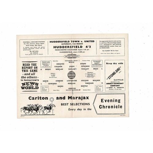 1955/56 Manchester United v Bolton Wanderers Football Programme