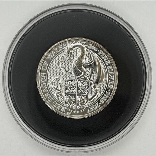 2017 Queens beasts Red Dragon of Wales two ounce silver coin