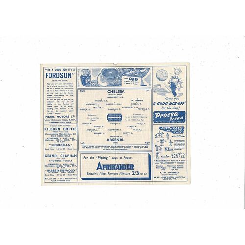 1946/47 Chelsea v Arsenal FA Cup Football Programme