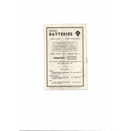 1956/57 Brentford v Brighton Football Programme