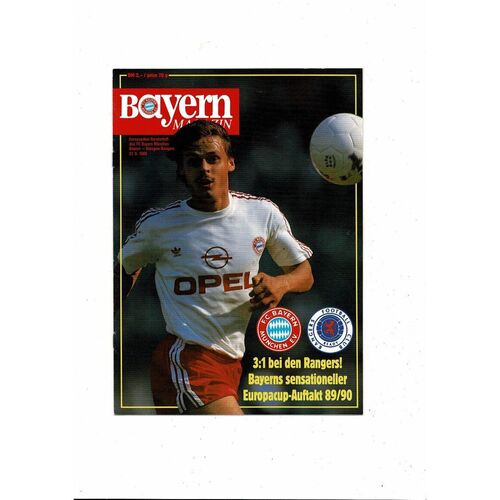 FC Bayern Munich v Glasgow Rangers European Cup Football Magazine 1989/90