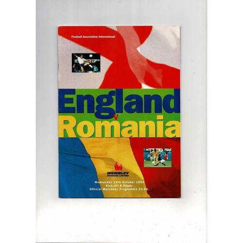 1994 England v Romania Football Programme