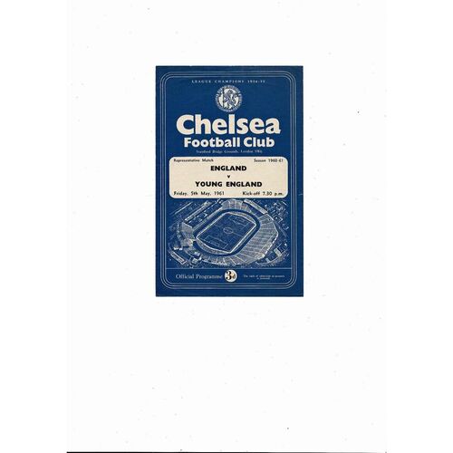 1960/61 England v Young England Friendly Football Programme @ Chelsea