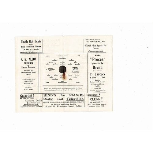 1954/55 Halifax Town v Accrington Stanley Football Programme