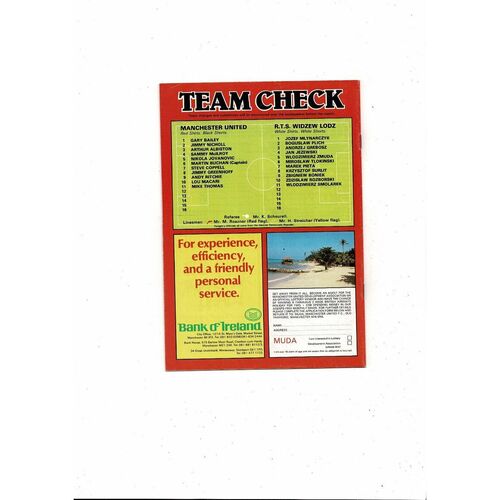 Manchester United v Widzew Lodz UEFA Cup Football Programme 1980/81